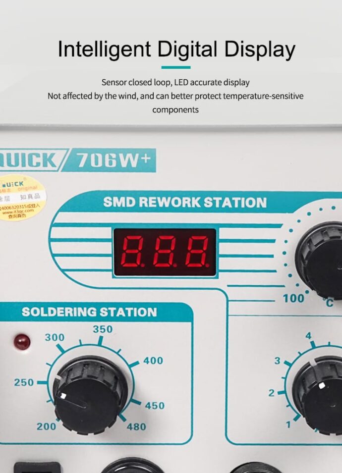 QUICK 706W+2 IN 1 HOT AIR SMD REWORK STATION SOLDERING STATION 630W - Image 2