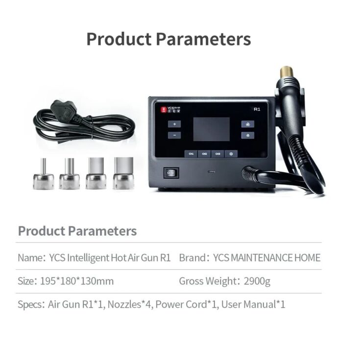 YCS R1 SMART HOT AIR GUN 1000W HIGH POWER BGA SOLDERING REWORK STATION - Image 6