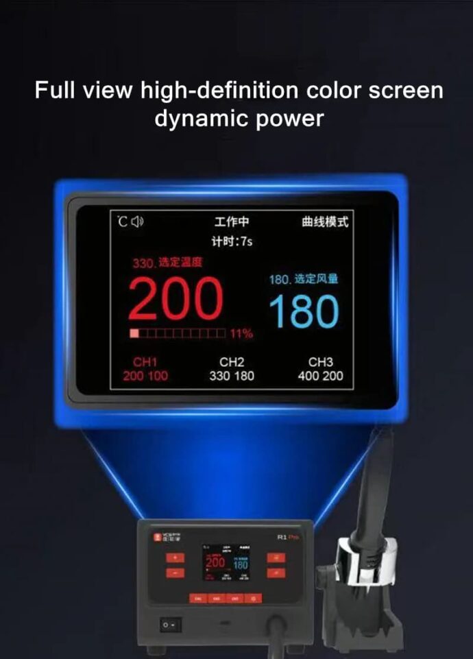 YCS R1 PRO INTELLIGENT SOLDERING STATION HOT AIR GUN1000W - Image 6