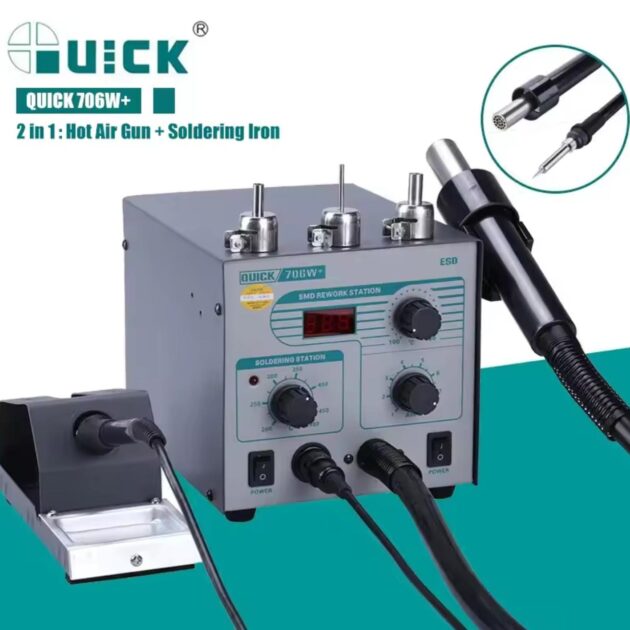 QUICK 706W+2 IN 1 HOT AIR SMD REWORK STATION SOLDERING STATION 630W