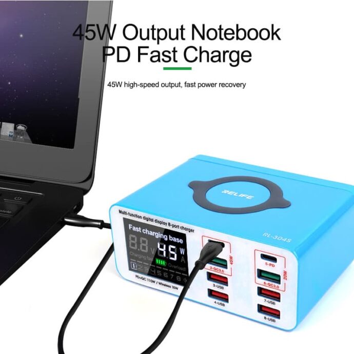 RELIFE RL-304S MULTIFUNCTIONAL DIGITAL DISPLAY 8 PORT CHARGER - Image 3
