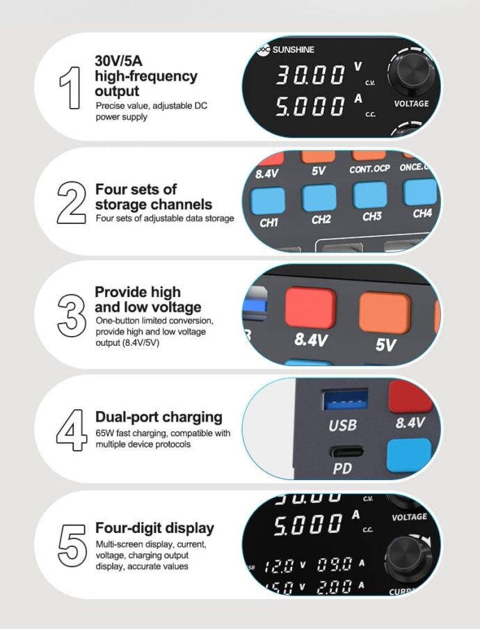 SUNSHINE P2 PRO DC POWER SUPPLY 30V 5A - Image 4