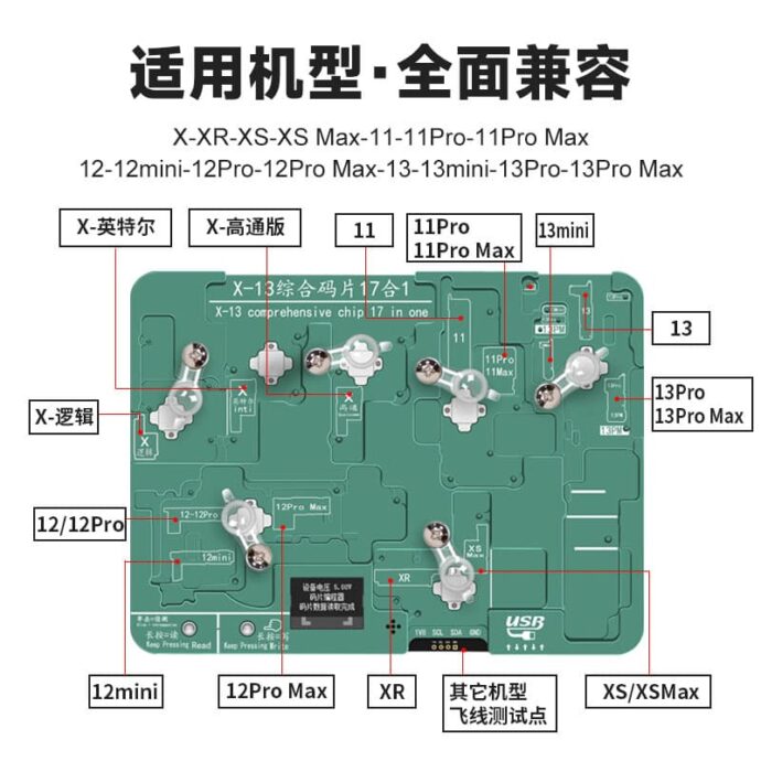 YCS 17 IN 1 EEPROM CHIP PROGRAMMER FOR IPHONE X/11/12/13 - Image 4