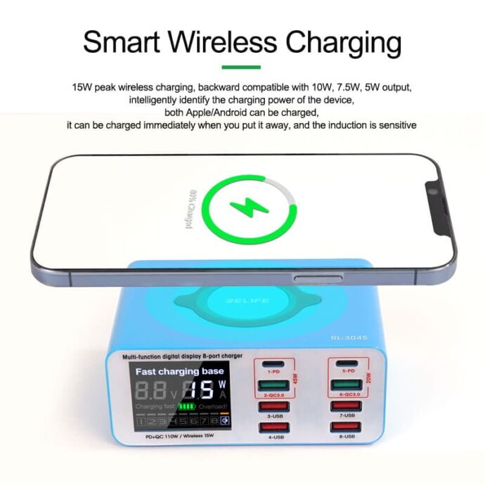 RELIFE RL-304S MULTIFUNCTIONAL DIGITAL DISPLAY 8 PORT CHARGER - Image 4