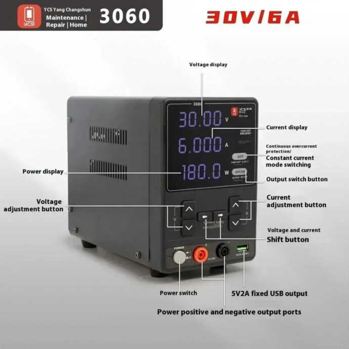 YCS 3060 DC POWER SUPPLY 30V 6A - Image 2