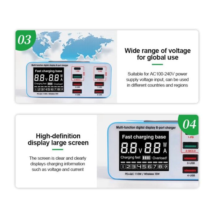 RELIFE RL-304S MULTIFUNCTIONAL DIGITAL DISPLAY 8 PORT CHARGER - Image 6