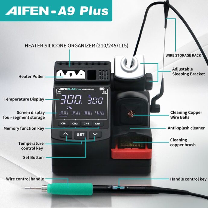 AIFEN A9 PLUS DIGITAL DISPLAY SOLDERING STATION WITH T210/245/115 HANDLE - Image 7
