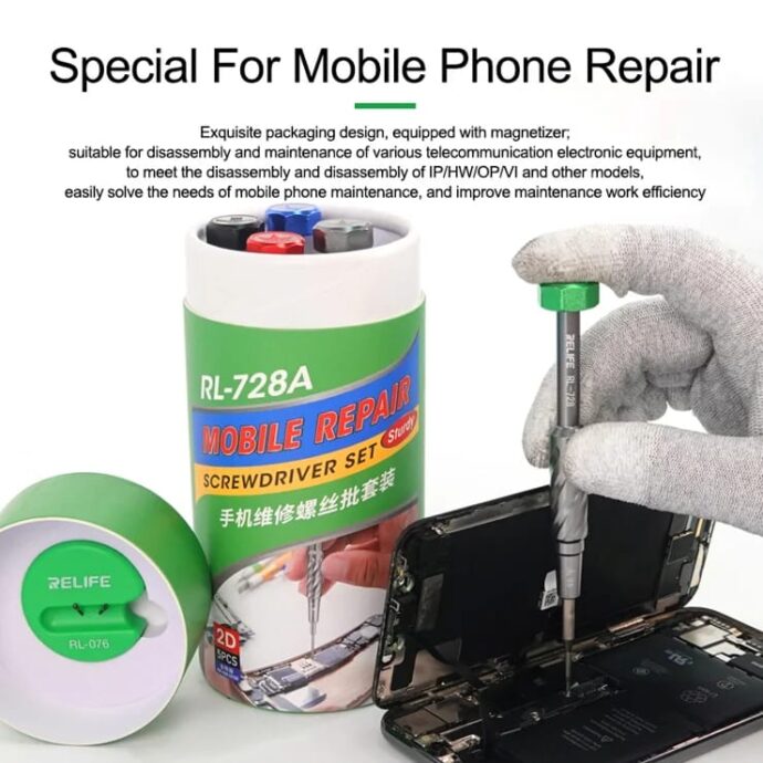 RELIFE RL-728A STRONG MAGNETIC SCREWDRIVER SET SPECIAL FOR MOBILE PHONE REPAIR - Image 2
