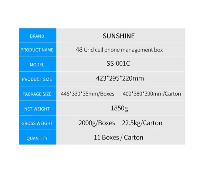 SUNSHINE SS-001C 48 GRID CELL PHONE MANAGEMENT BOX - Image 2