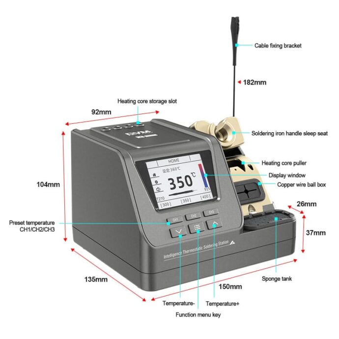 GVM H3 3-IN-1 HIGH VOLTAGE 80W INTELLIGENT SOLDERING STATION SUPPORTS T245/T210/T115 - Image 7