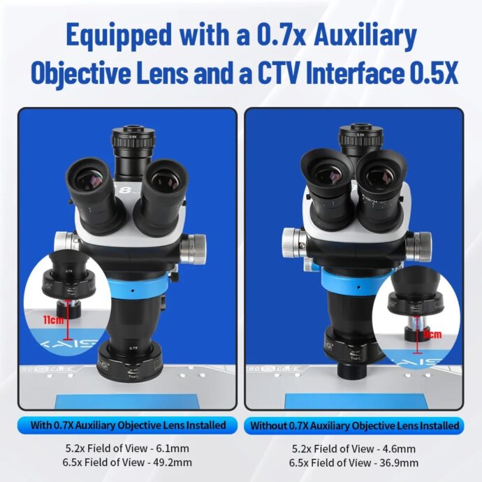KAISI S8 6.7-52X ZOOM TRINOCULAR STEREO MICROSCOPE - Image 7