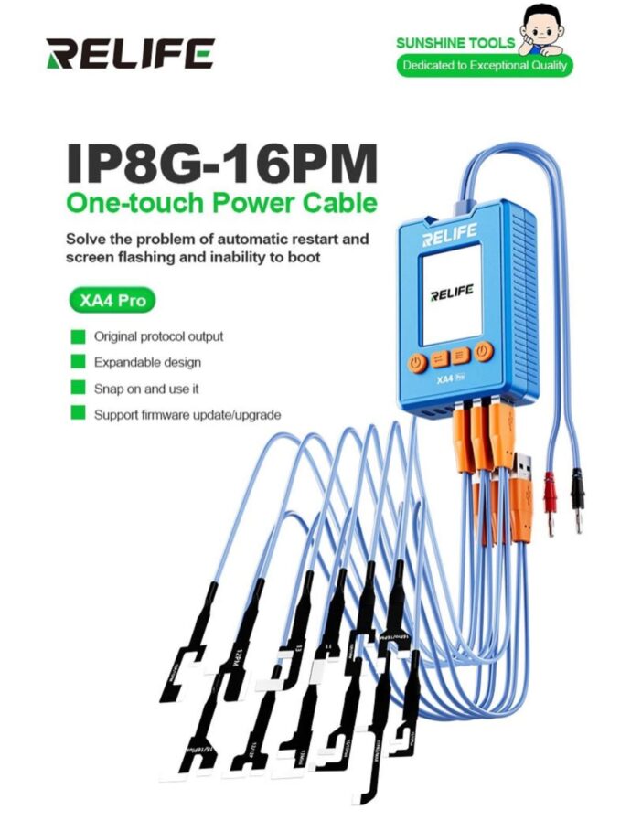 RELIFE XA4 PRO ONE TOUCH HD DISPLAY POWER CABLE WITH USB TYP-C DUAL INTERFACE FOR IPHONE 8G TO 16PM